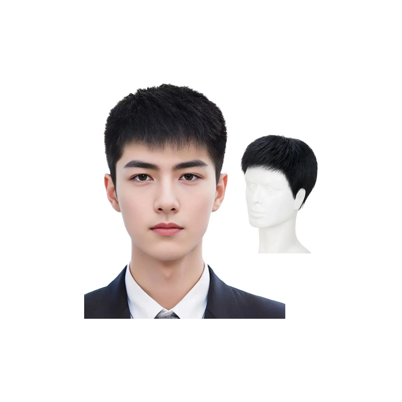 YUNQING Мужской Набор Перук Около 50 см Wig Men's Короткие волосы Полный парик Ободок Стиль