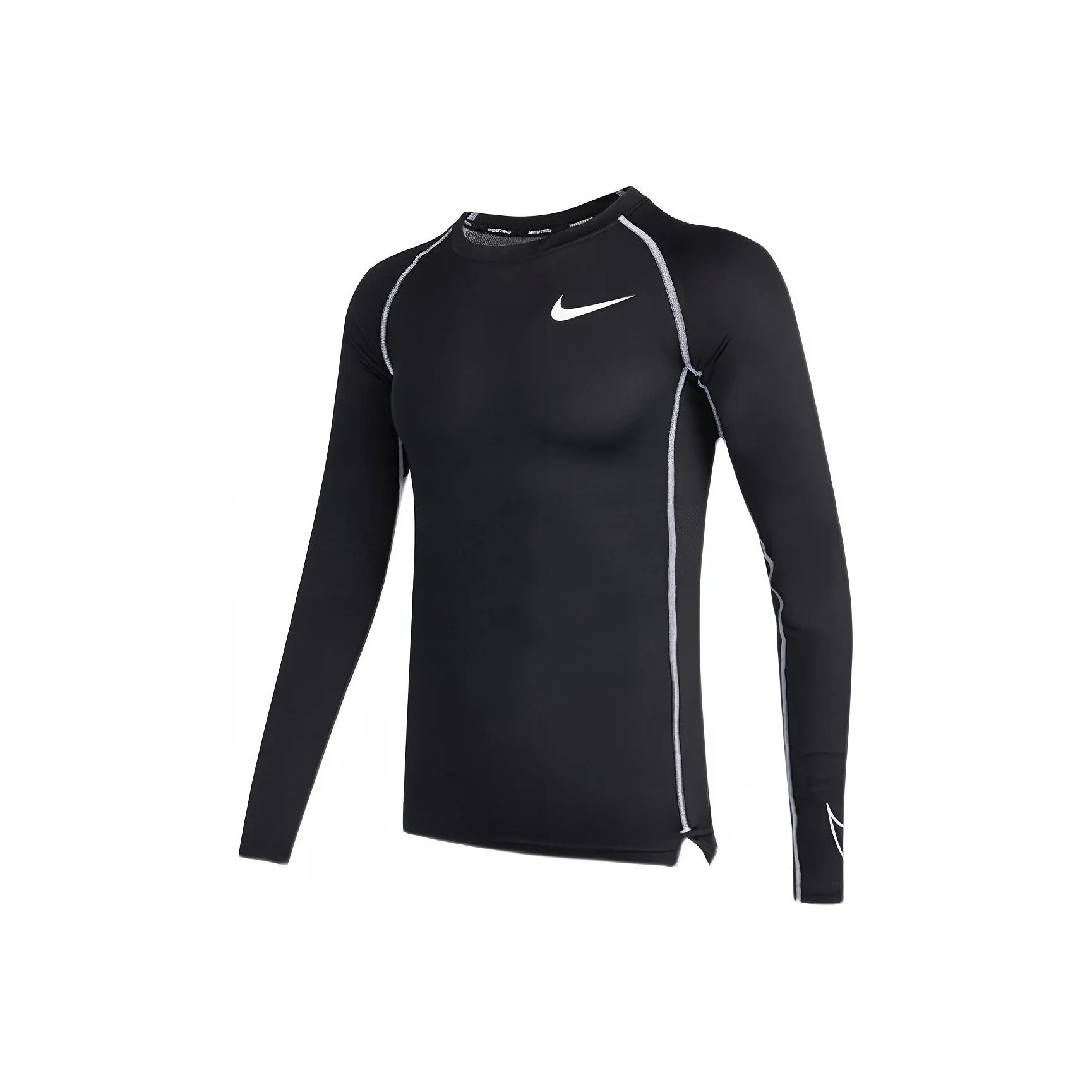 Nike Pro Dri FIT Men's Print Crewneck Long Sleeve T Shirt Black