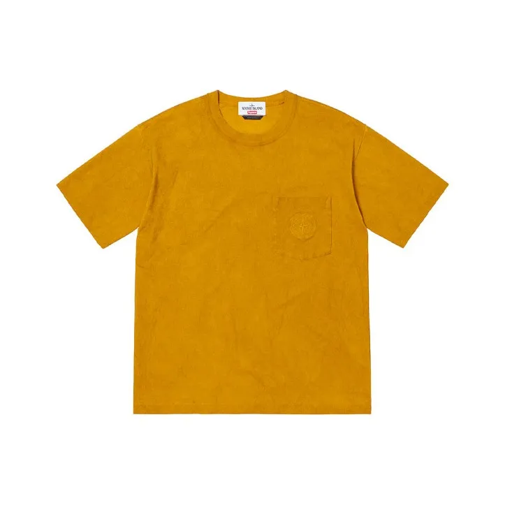 Supreme SS19 Stone Island Коллаборация Коллекция SS19 T-Рубашка Унисекс Желтый