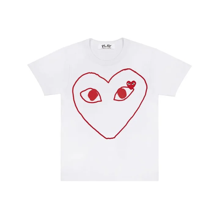 Comme Des Garcons Play Red Emblem Outline T shirt