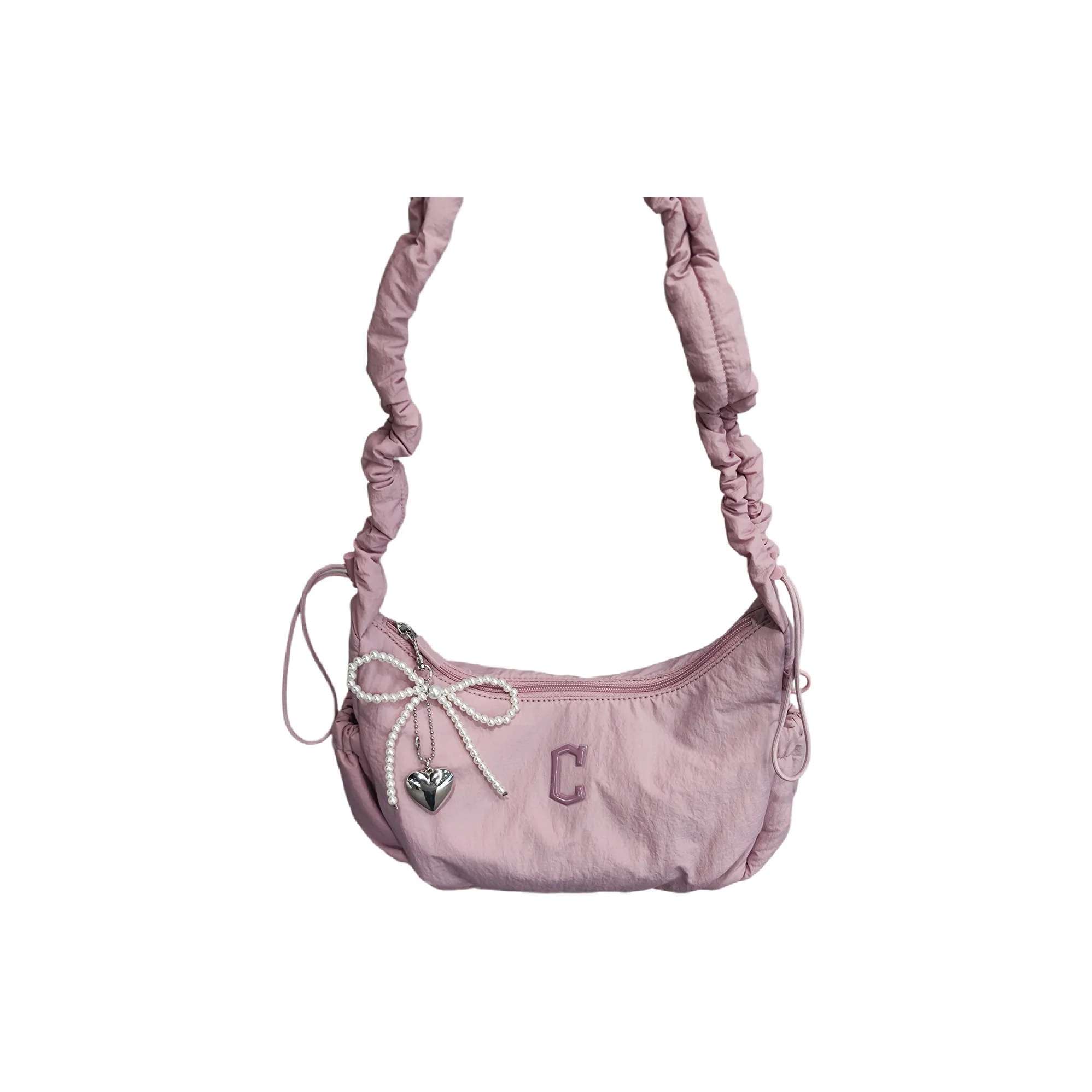 MLB Nylon Shoulder Bag, Crossbody Bag Regular Women's Pink