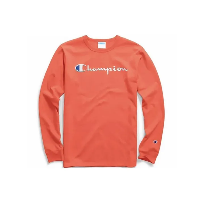 Champion Длинный рукав Т-рубашка США Мужская Оранжевый Красный