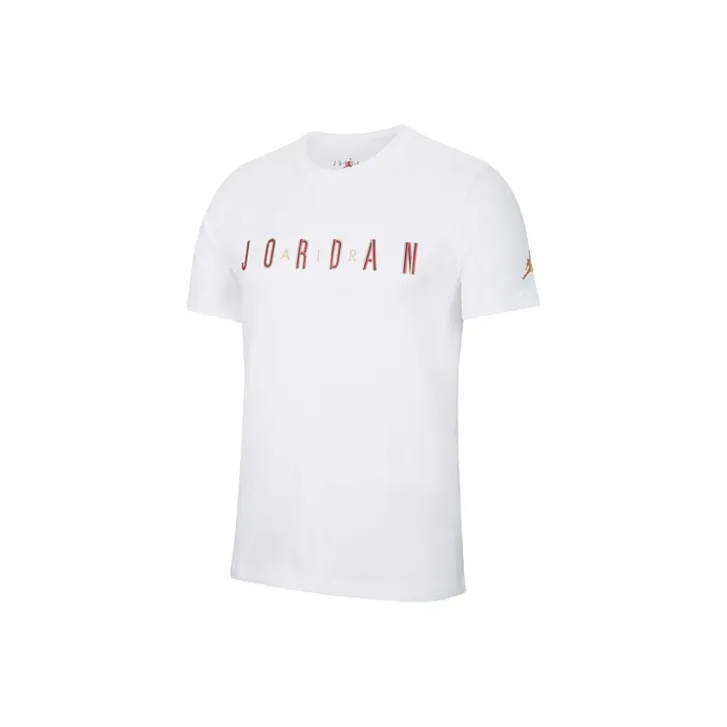 Jordan T Shirts Men's White/Metal Gold