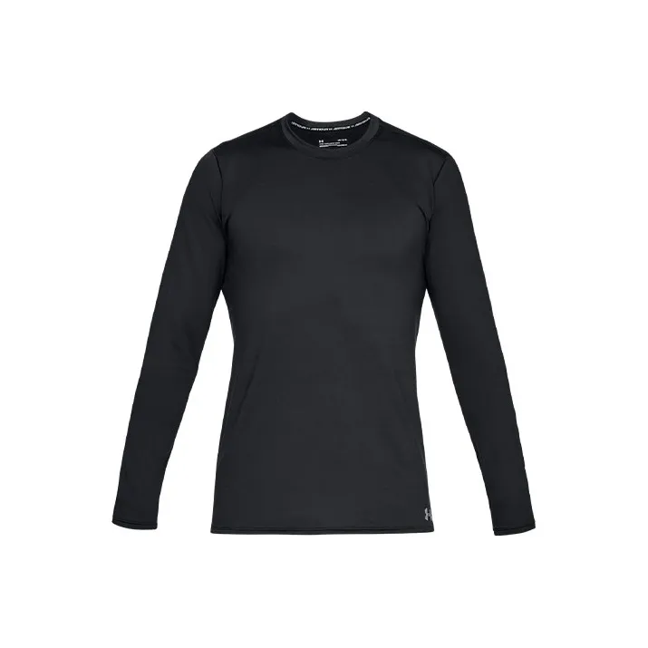 Under Armour Прямой крой Длинный рукав Т-рубашка Мужская Черная