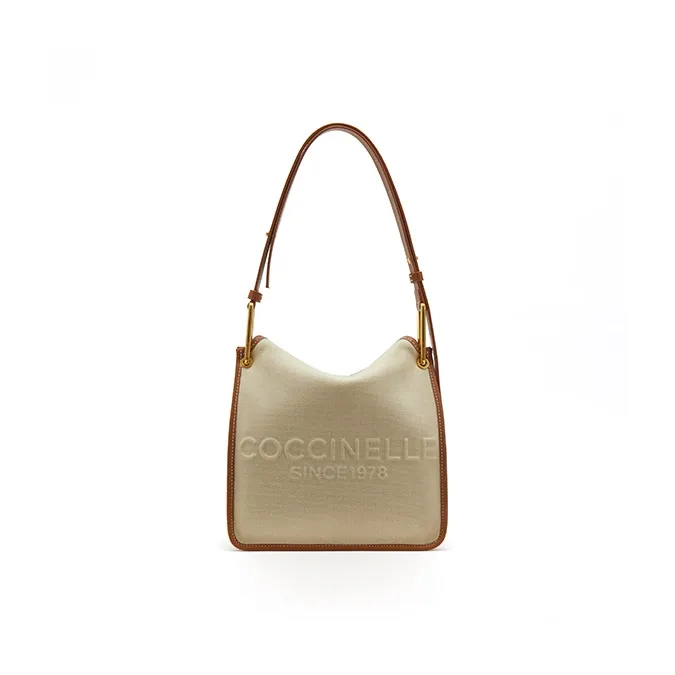 COCCINELLE Ткань Newsboy Сумка Сумка Сумка через плечо Маленькая Женская Естественный Карамель