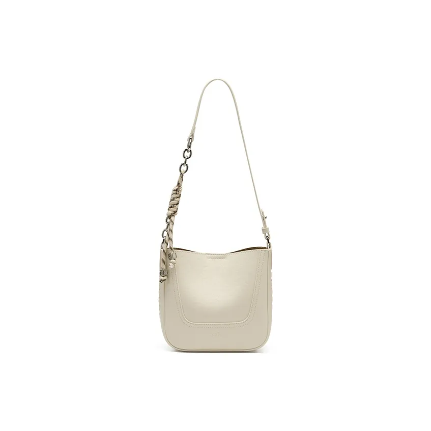 JOSINY Synthetic Leather Shoulder Bag, Crossbody Bag, Bucket Bag Regular Women's Ecru/Brown