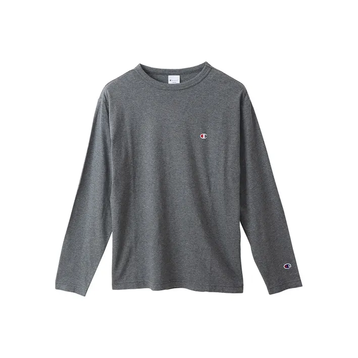 Champion Длинный рукав Т-рубашка Японская версия Мужская Серый