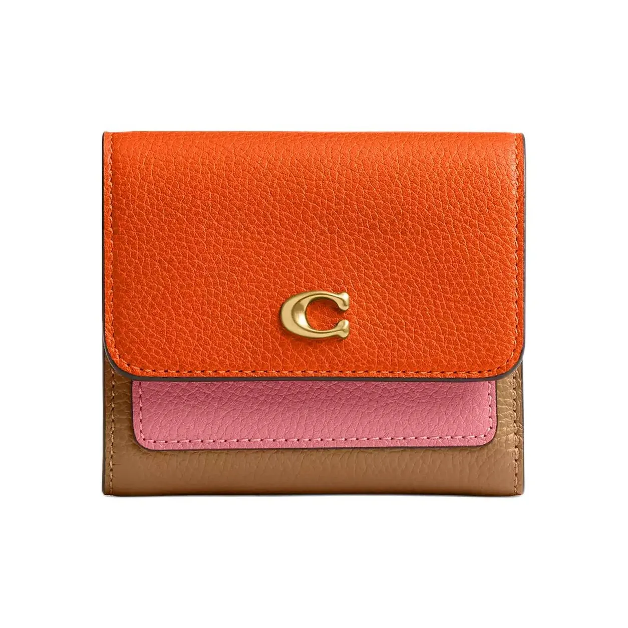 COACH Mira Leather Wallet Trumpets Women's Brass & Honey Brown