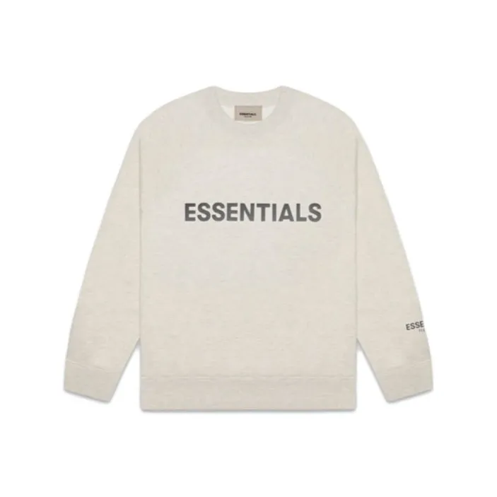 Software striped-print T-shirt Essentials 3D Silicon Applique Crewneck Oatmeal Heather