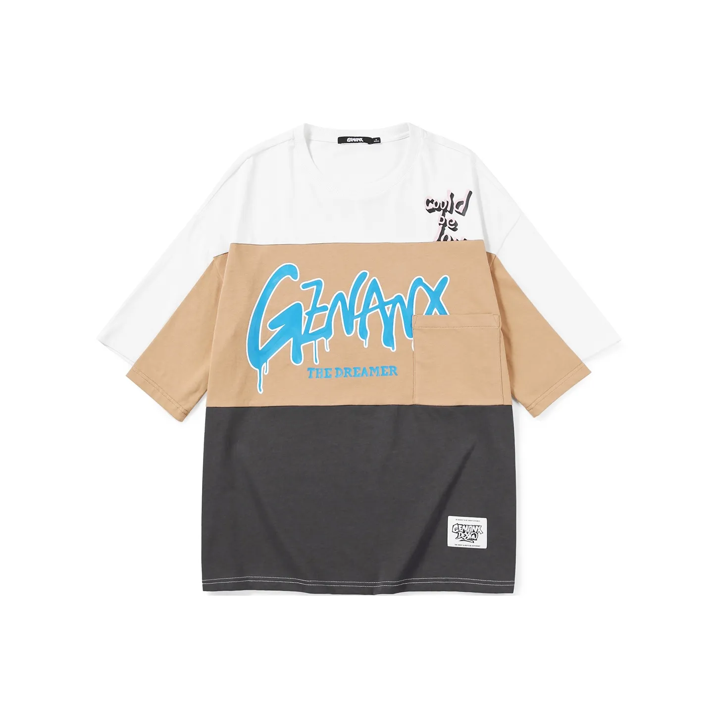 GENANX Elbow Length Sleeved T Shirt Unisex White