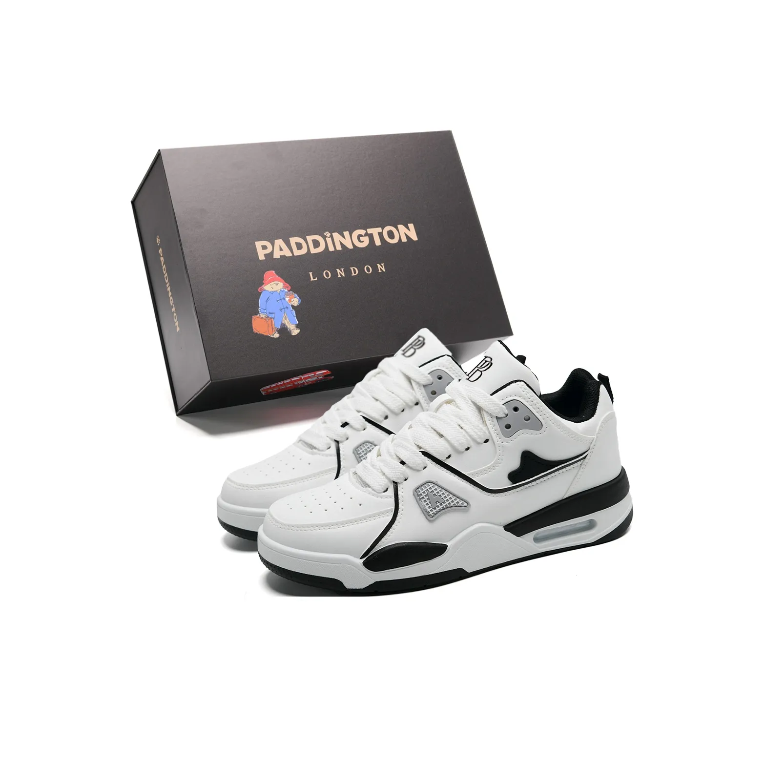 Paddington Bears Износостойкие и Легкие Низкие Кроссовки для Скейтбординга Унисекс Белые Черные