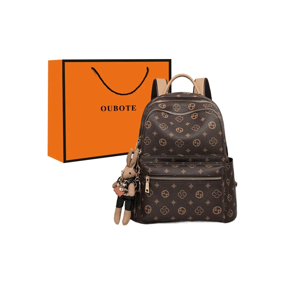 OUBOTE Рюкзак из синтетической кожи большой женский кофейный