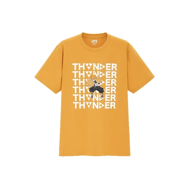 UNIQLO Рукав с оборванным плечом T-рубашка унисекс желтая