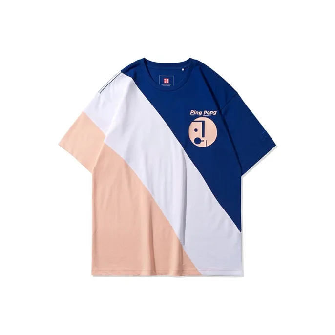 LiNing T Shirt Men's Blue Standard White Orange Pink