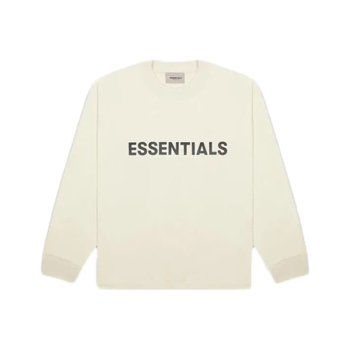 Fear Of God Essentials SS20 Аппликация Boxy Длинный рукав Т-рубашка Т-рубашка Унисекс Крем