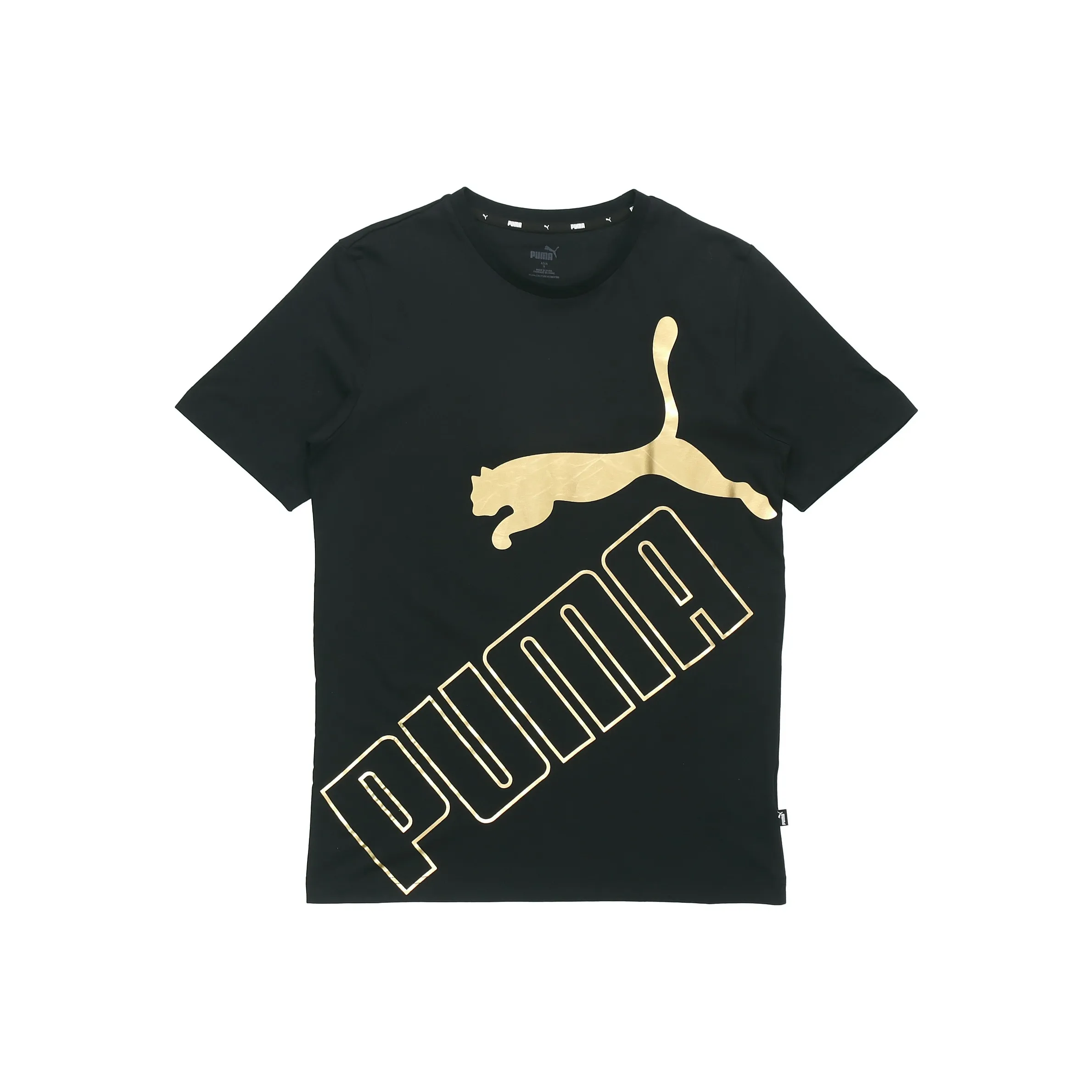PUMA Set-in Sleeve T-Shirt Men's Black Gold