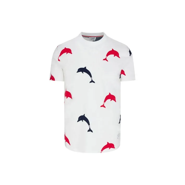 THOM BROWNE Dog Embroidered Crewneck T Shirt