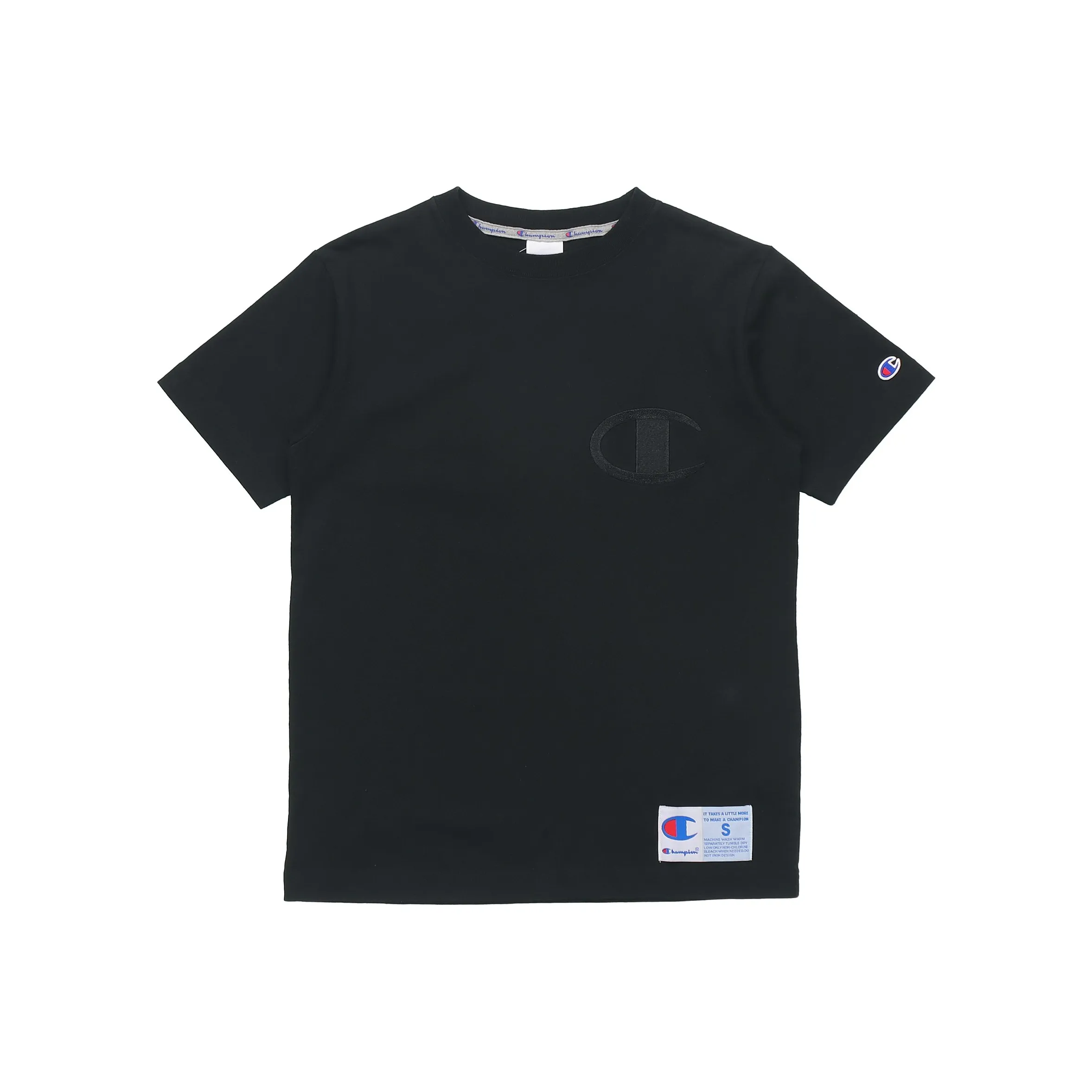 Champion Men Embroidered Logo Short Sleeve T Shirt Japan Edition Black