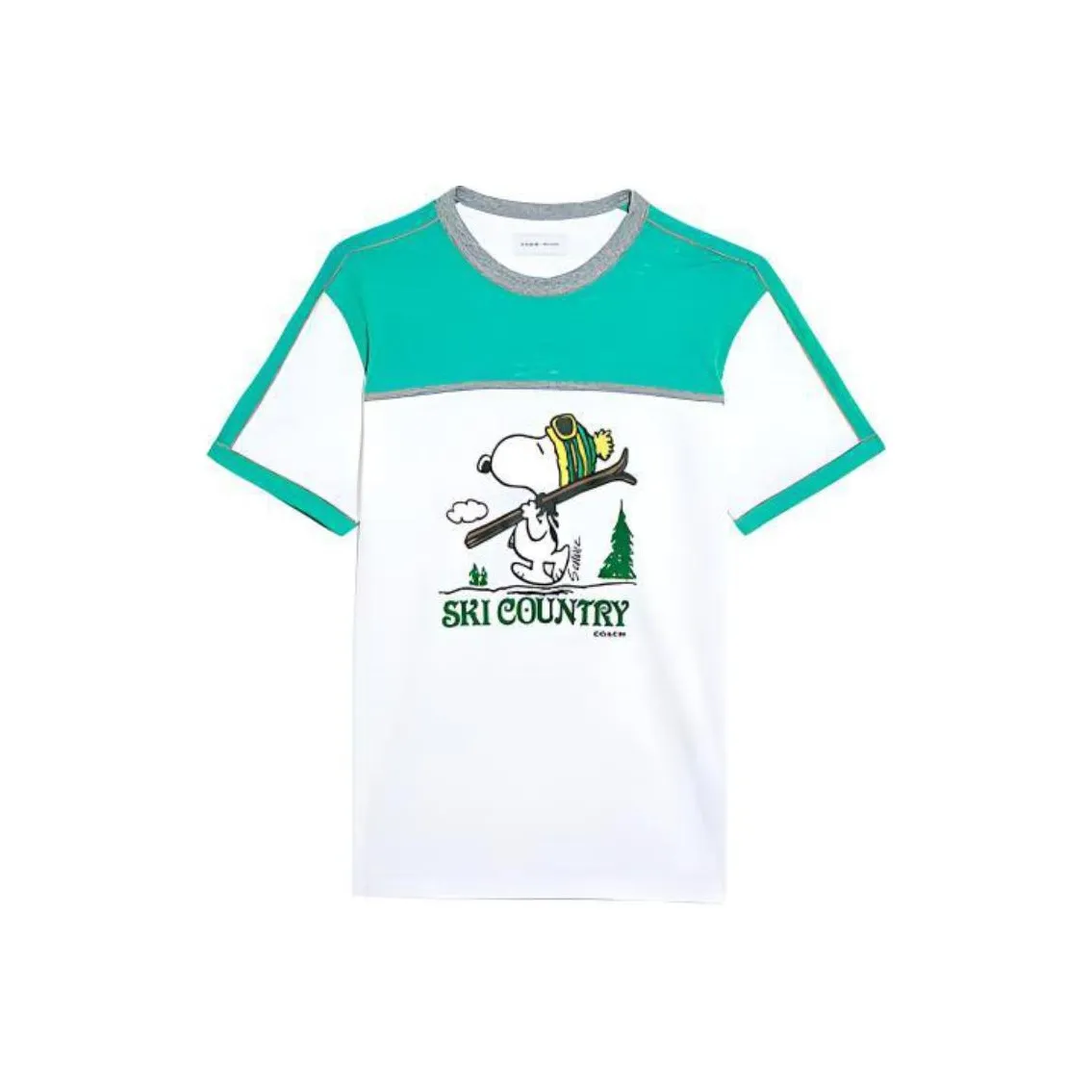 COACH T-Shirt Мужская Белая и Зеленая