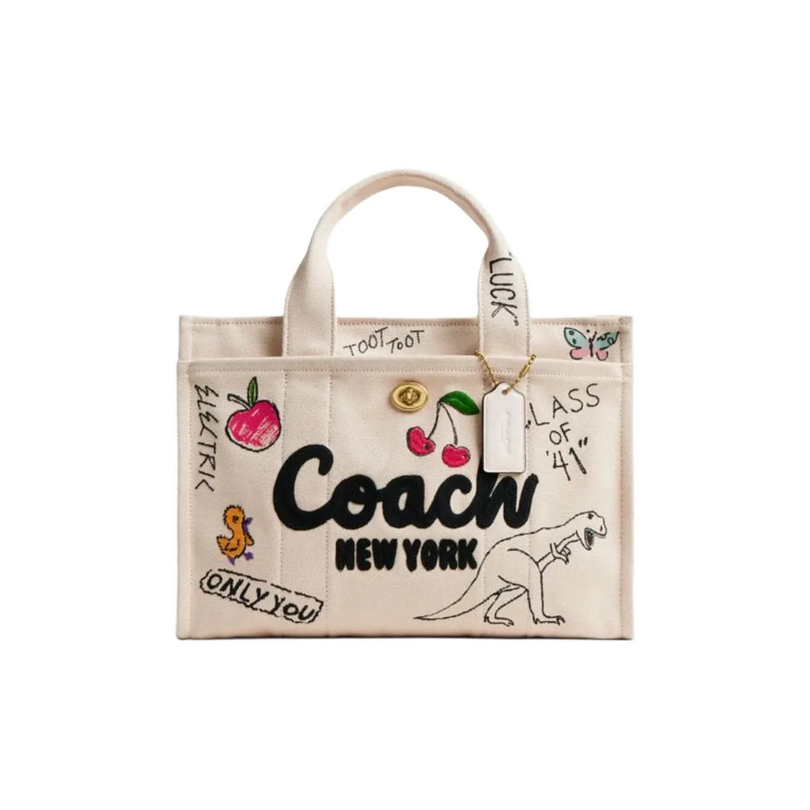 COACH Canvas Bag, Tote Bag, Shopping Bag, Handbag Tubas Women's Light Beige