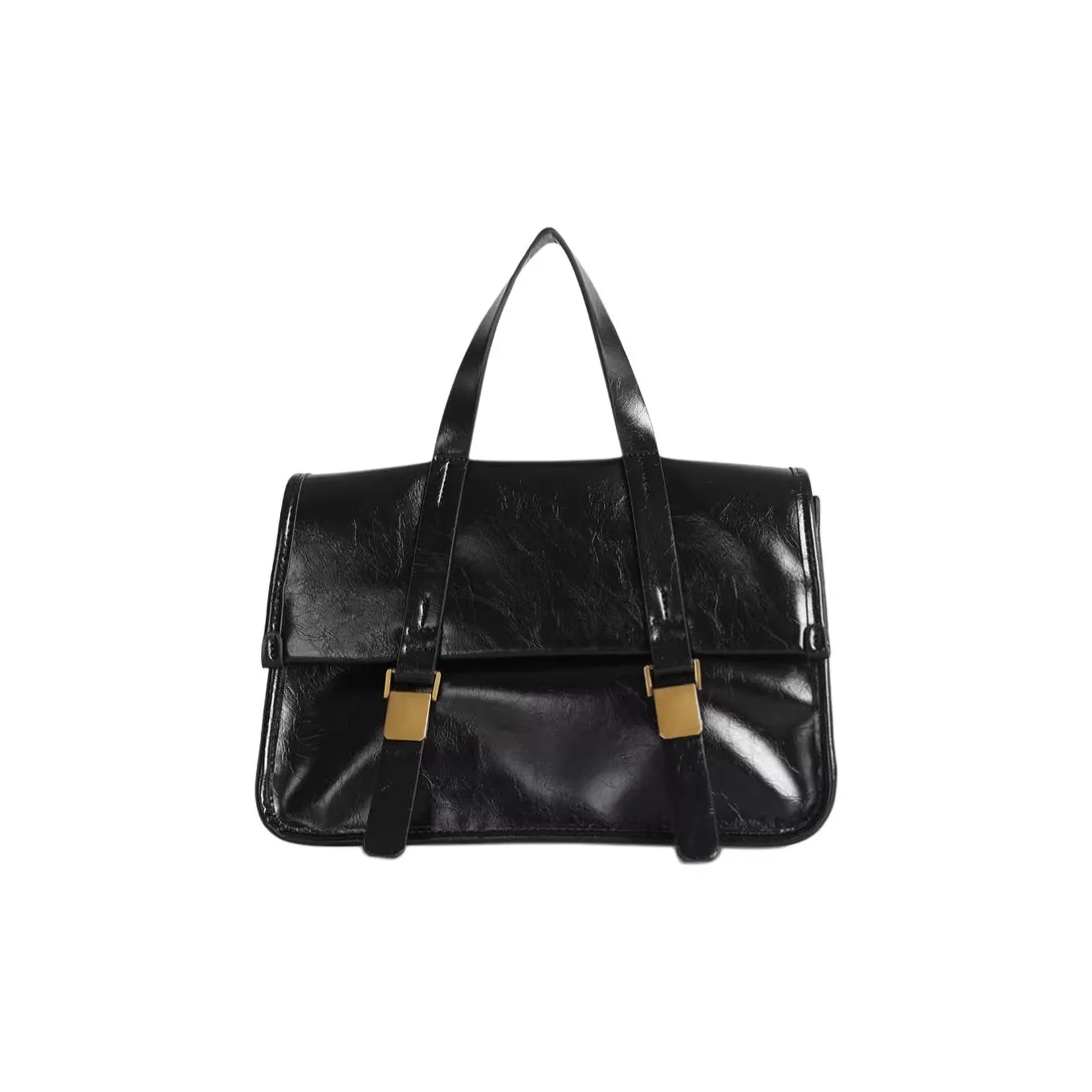 Kikawa Card PU Messenger Bag, One Shoulder Handbag Medium Size Women's Black
