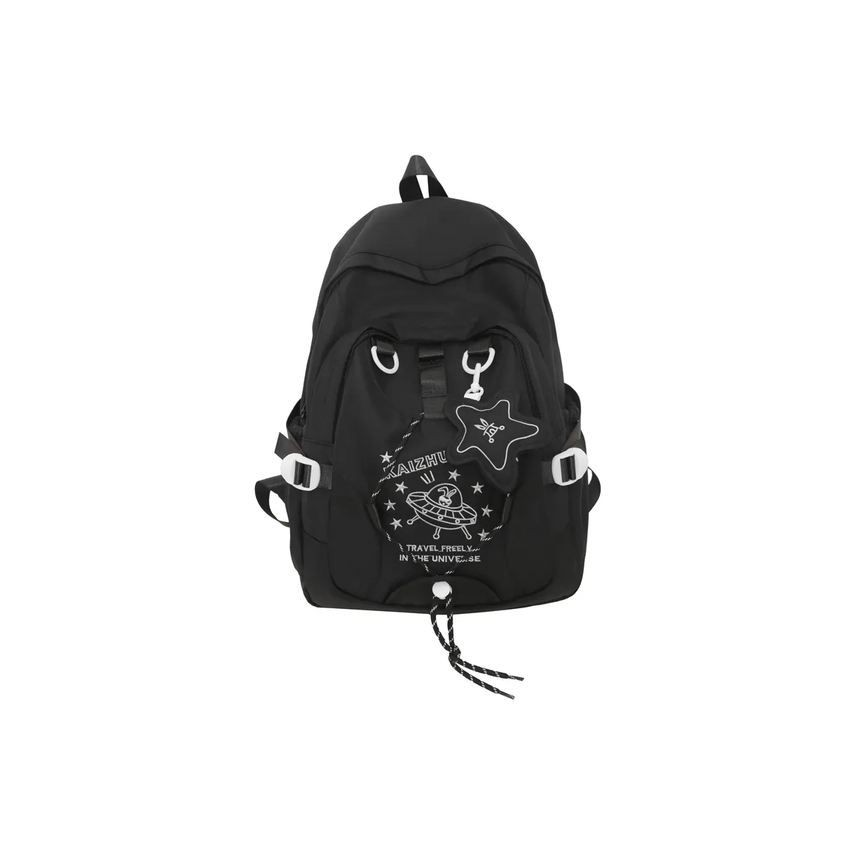 Travel Nylon Backpack Regular Unisex Black/White/Pink