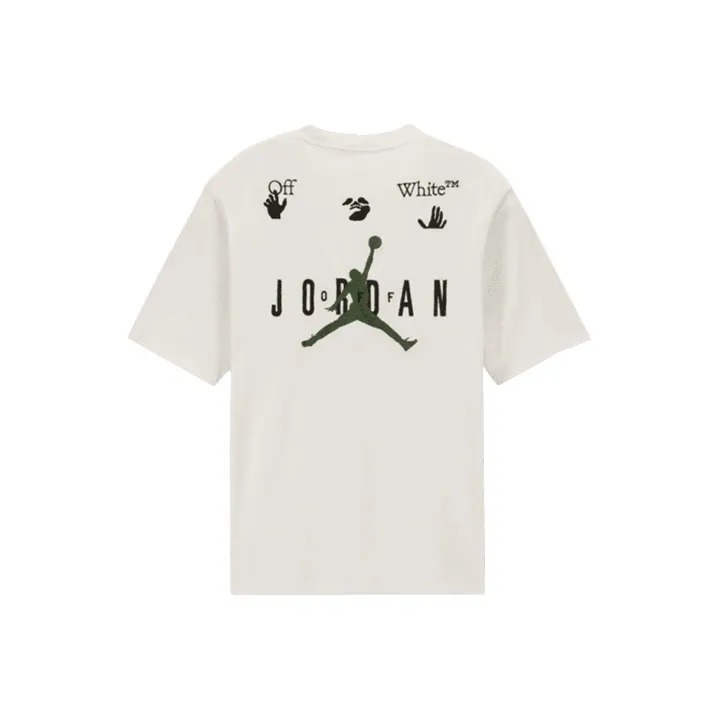 OFF WHITE X sole jordan Logo Embroidered T shirt Sail