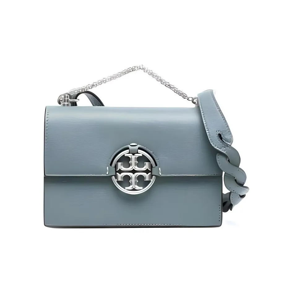 TORY BURCH Miller Litchi Grain Leather Crossbody One Shoulder Handbag Trumpets Women's Polar Green
