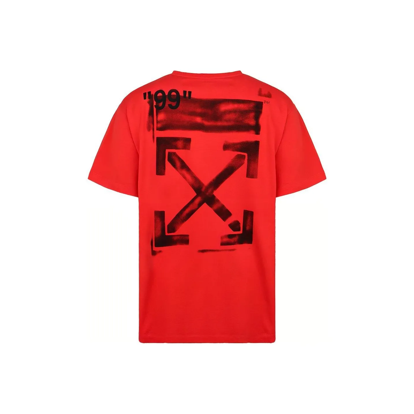 Off Белый Рукав с оборванным плечом T-рубашка Мужская Красная