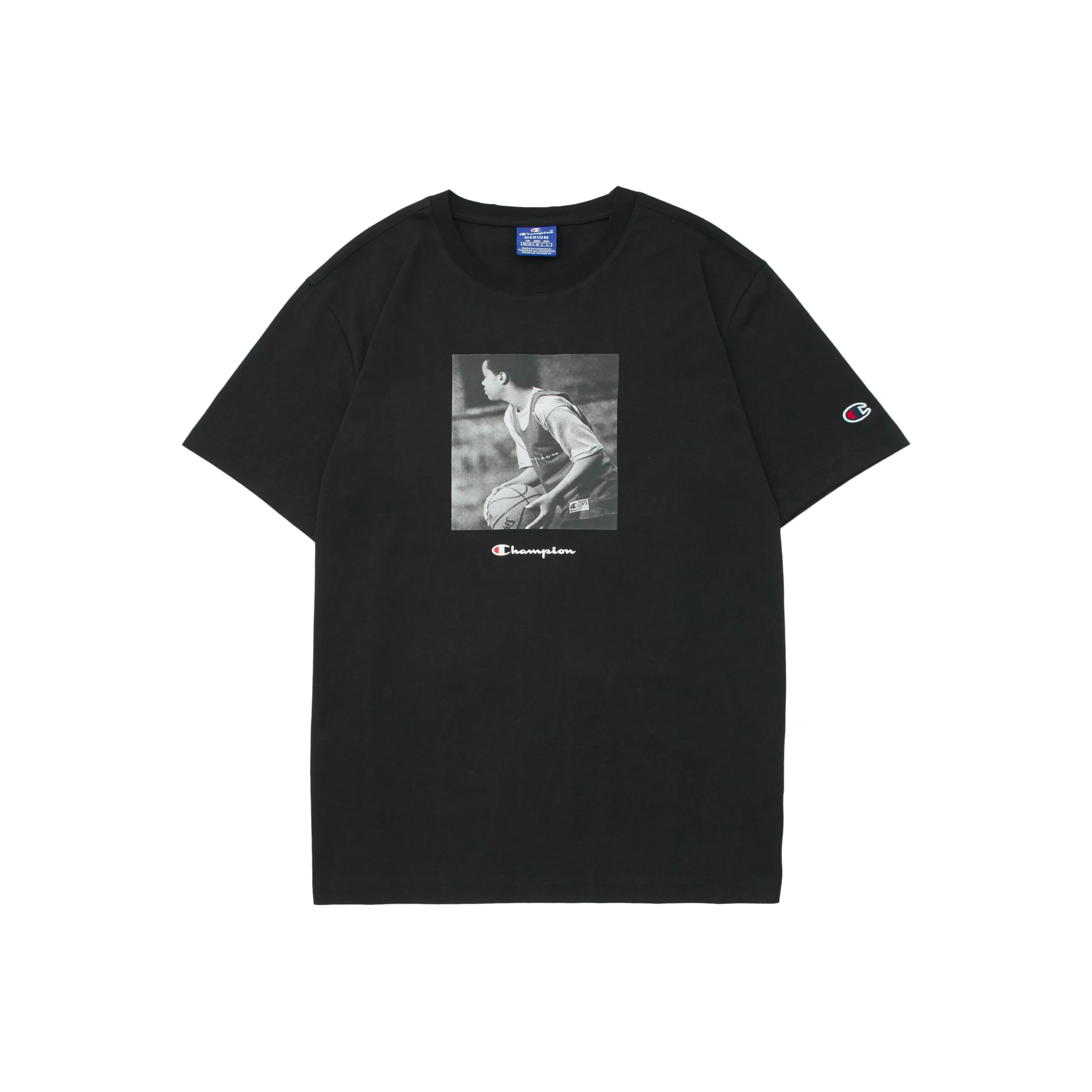 Champion T-Shirt Европейская версия Унисекс Черный