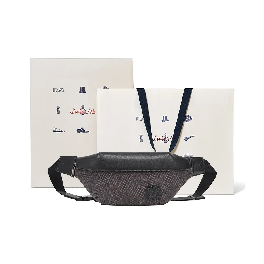 BVP Коровья кожа Коммутирование Маленький рюкзак Модный Модный мужчина Sling Сумка Унисекс Черный