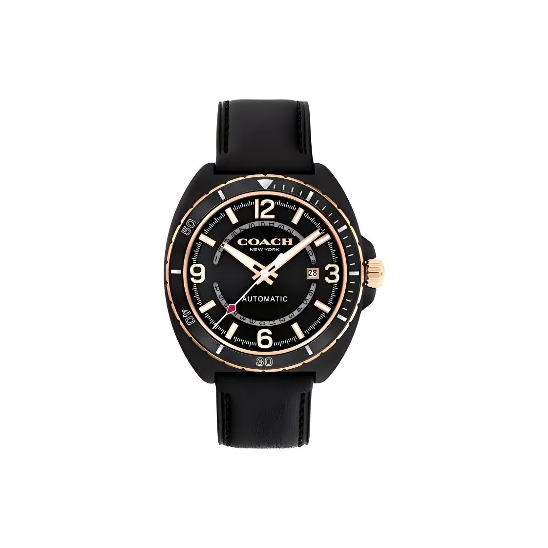 COACH Wrist Watch Automatic Mechanical Movement Leather Strap 44mm Black Dial Men's Watches