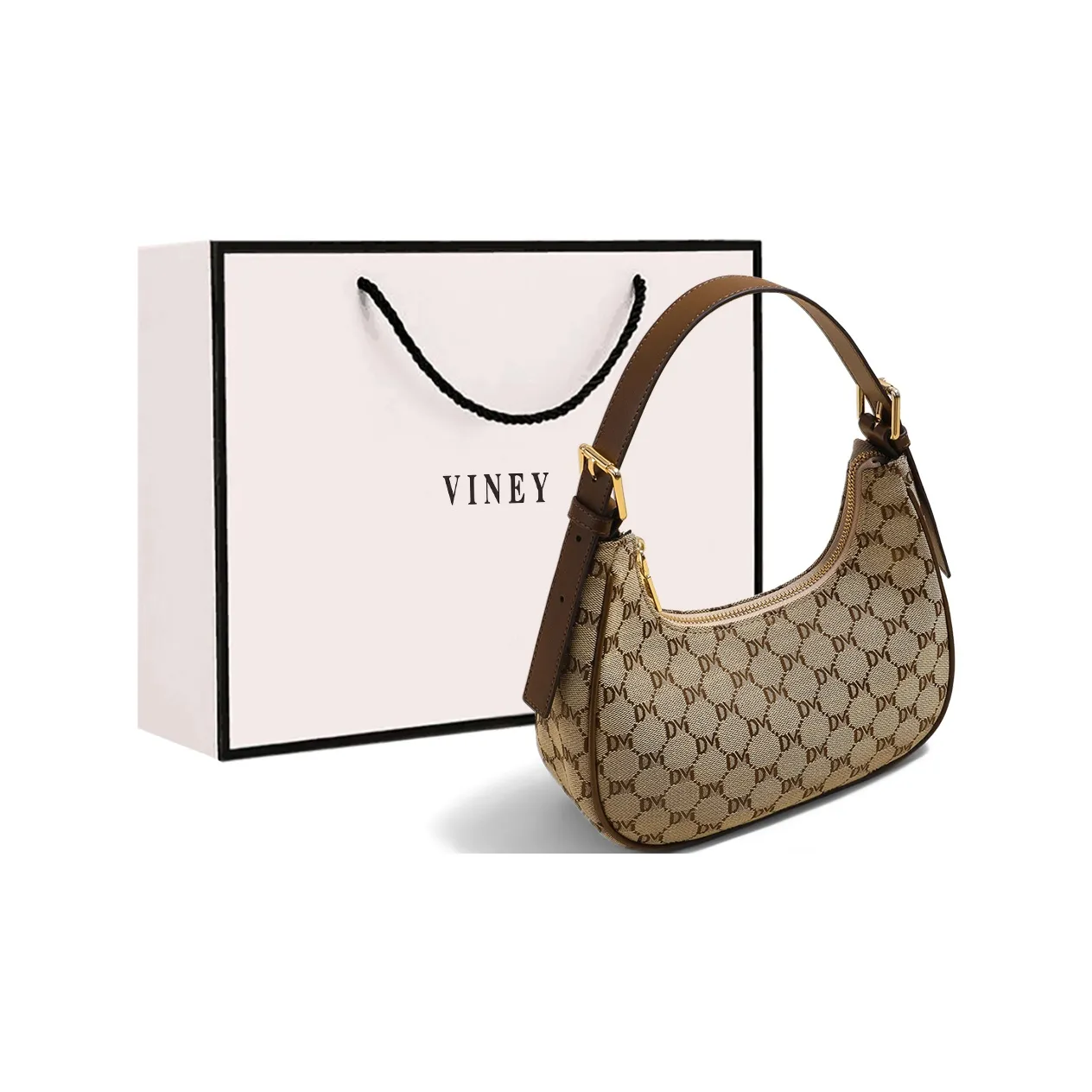 VINEY Ткань Синтетическая кожа Сумка через плечо Сумка-полумесяц Обычная Женская Хаки