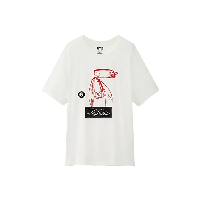 UNIQLO Прямой крой T-рубашка унисекс белого цвета