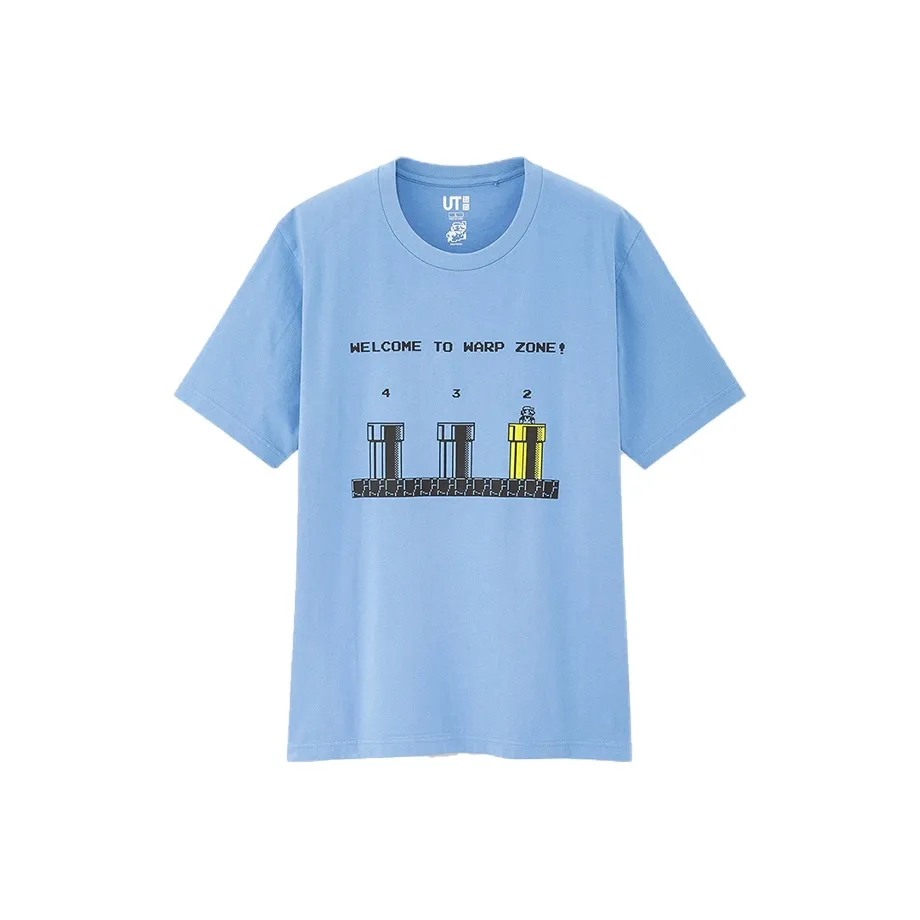 UNIQLO T-рубашка унисекс розово-синяя