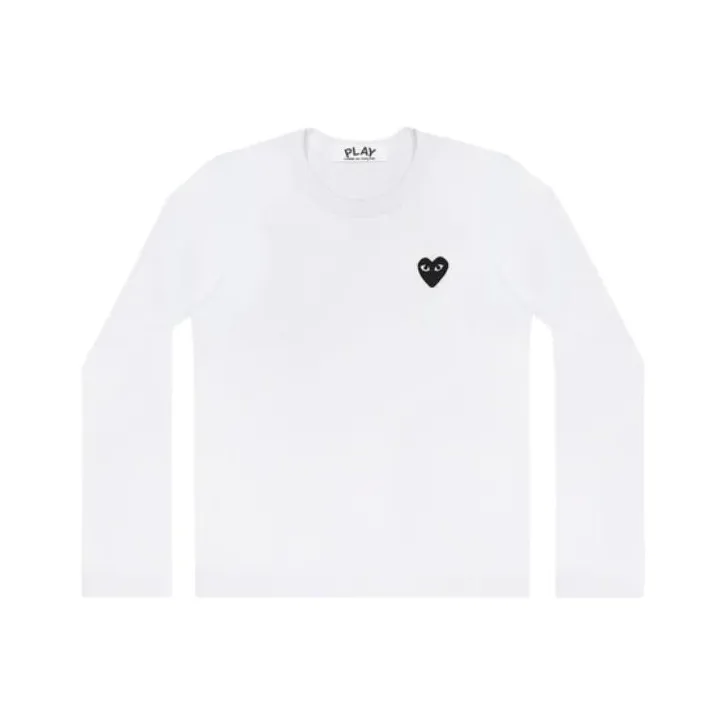 Comme Des Garcons Play Women's Embroidered Black Heart Long Sleeve T shirt