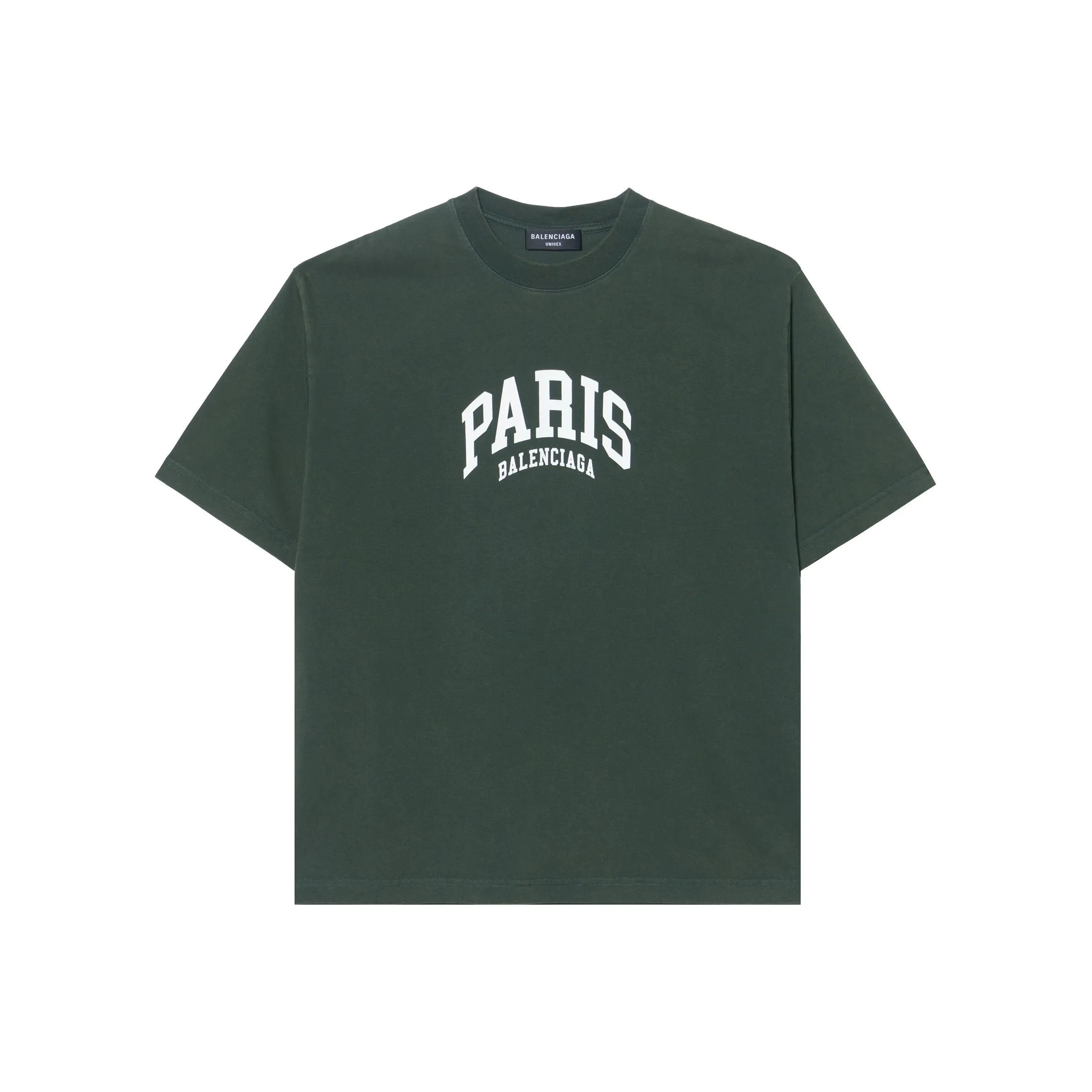 Balenciaga С принтом буквы Круглый вырез Пуловер Короткий рукав Т-рубашка Свободный крой Мужской Зеленый