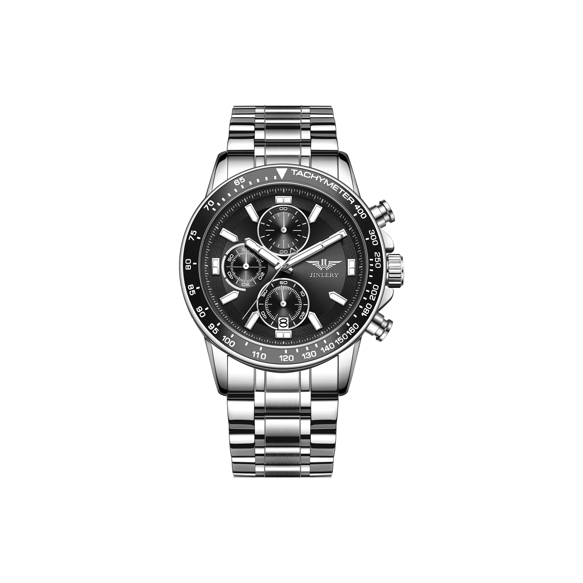JINLERY Кварцевый механизм сплав ремешок мужские часы черный циферблат