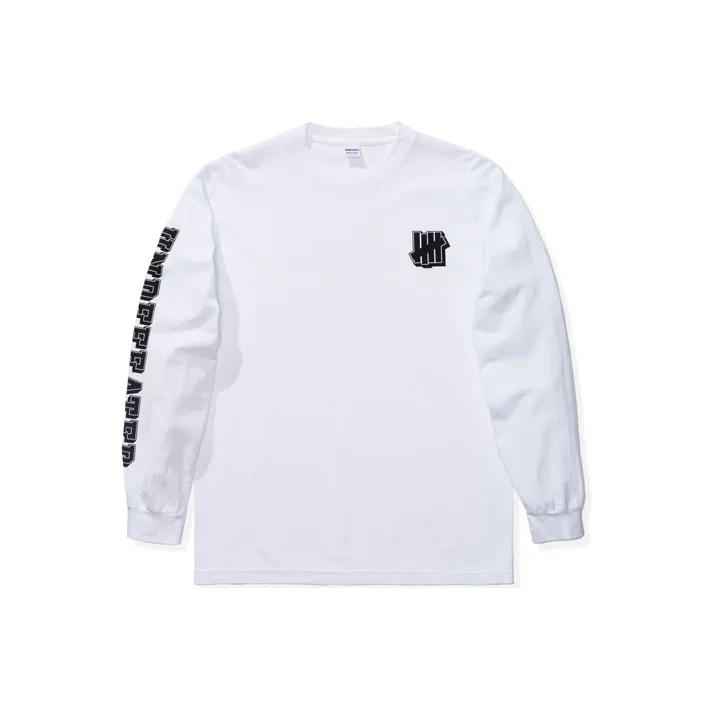 UNDEFEATED FW19 Прямой крой Длинный рукав Т-рубашка Унисекс Белый
