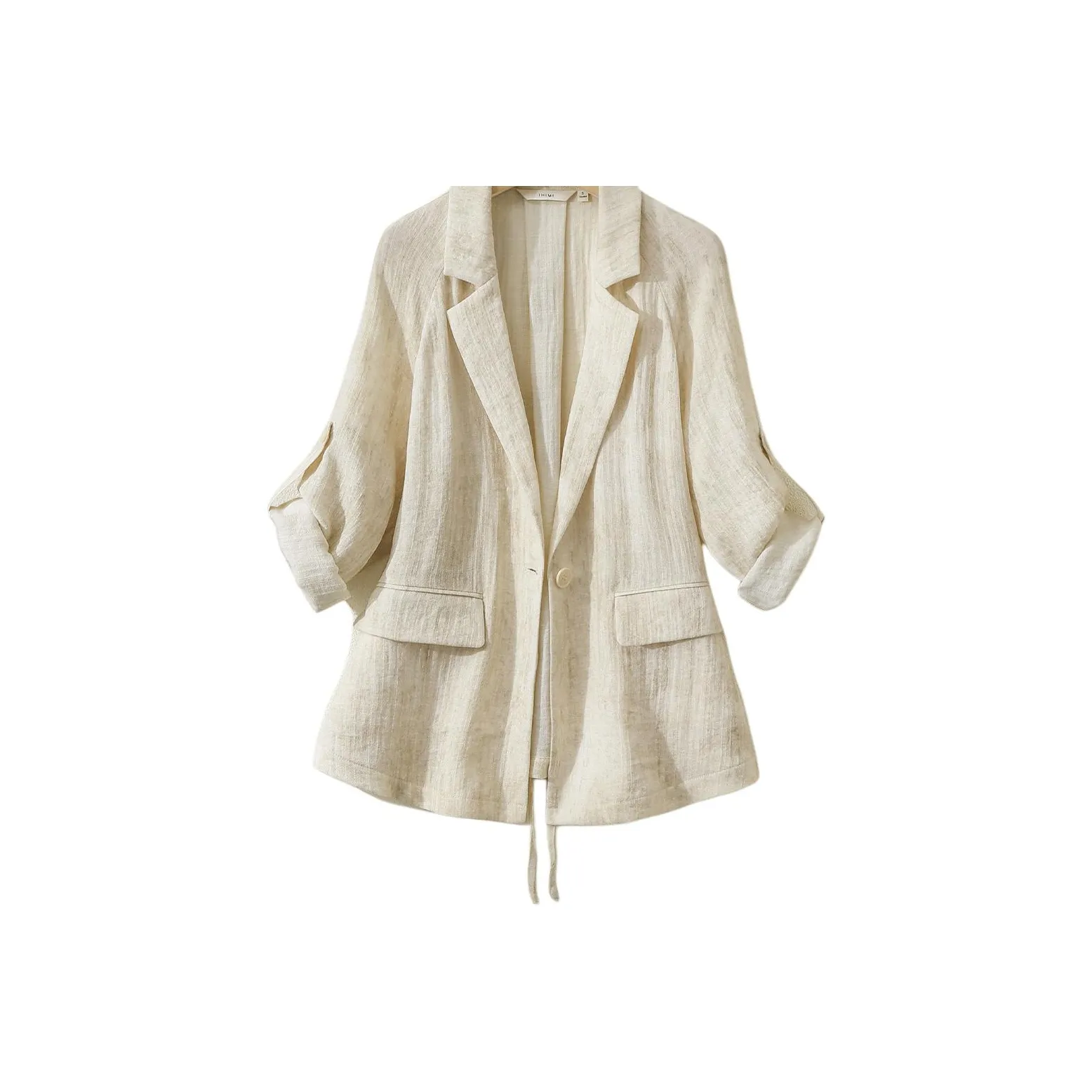 IHIMI Бизнес-костюм женский лен бежевый зеленый