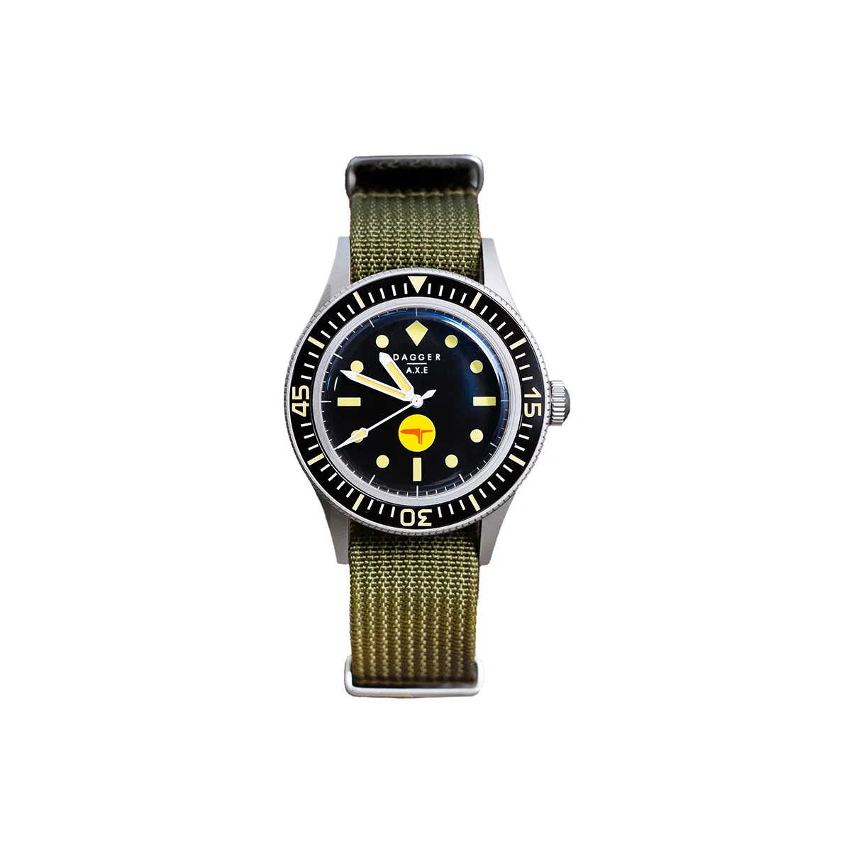 DAGGER AXE Automatic Mechanical Movement Nylon Strap Watch Unisex Black Dial