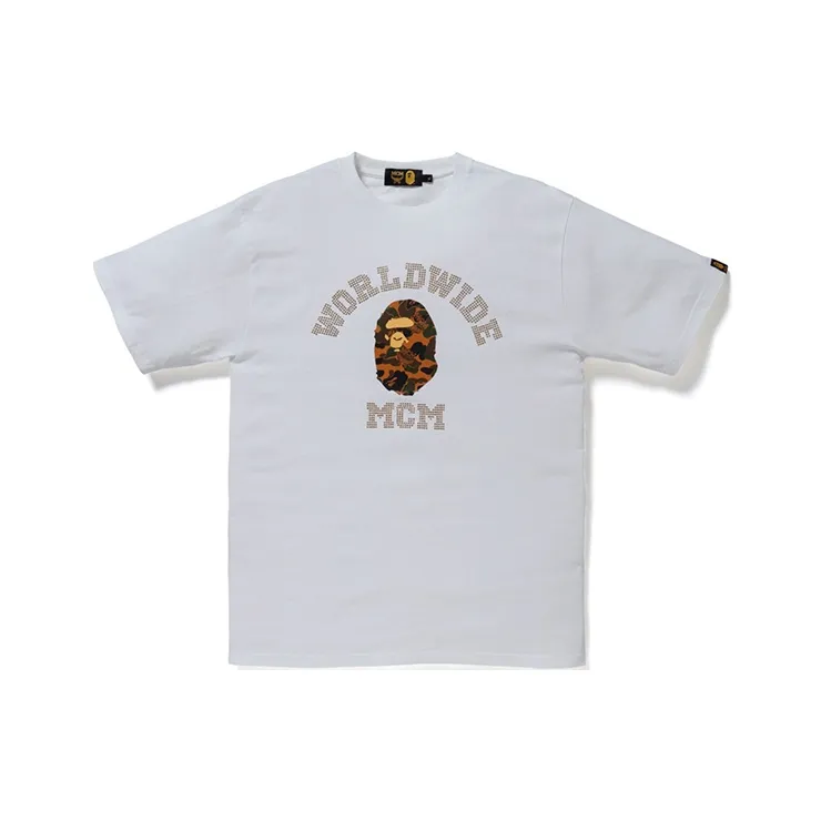 Bape X Mcm Rhinestone College Tee