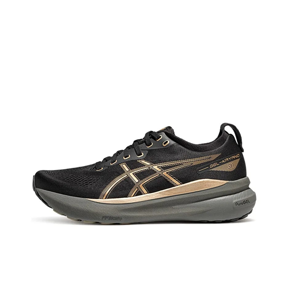 Asics Gel Kayano 31 Устойчивые к истиранию Низкие Кроссовки для Бега Мужские Черные Желтые