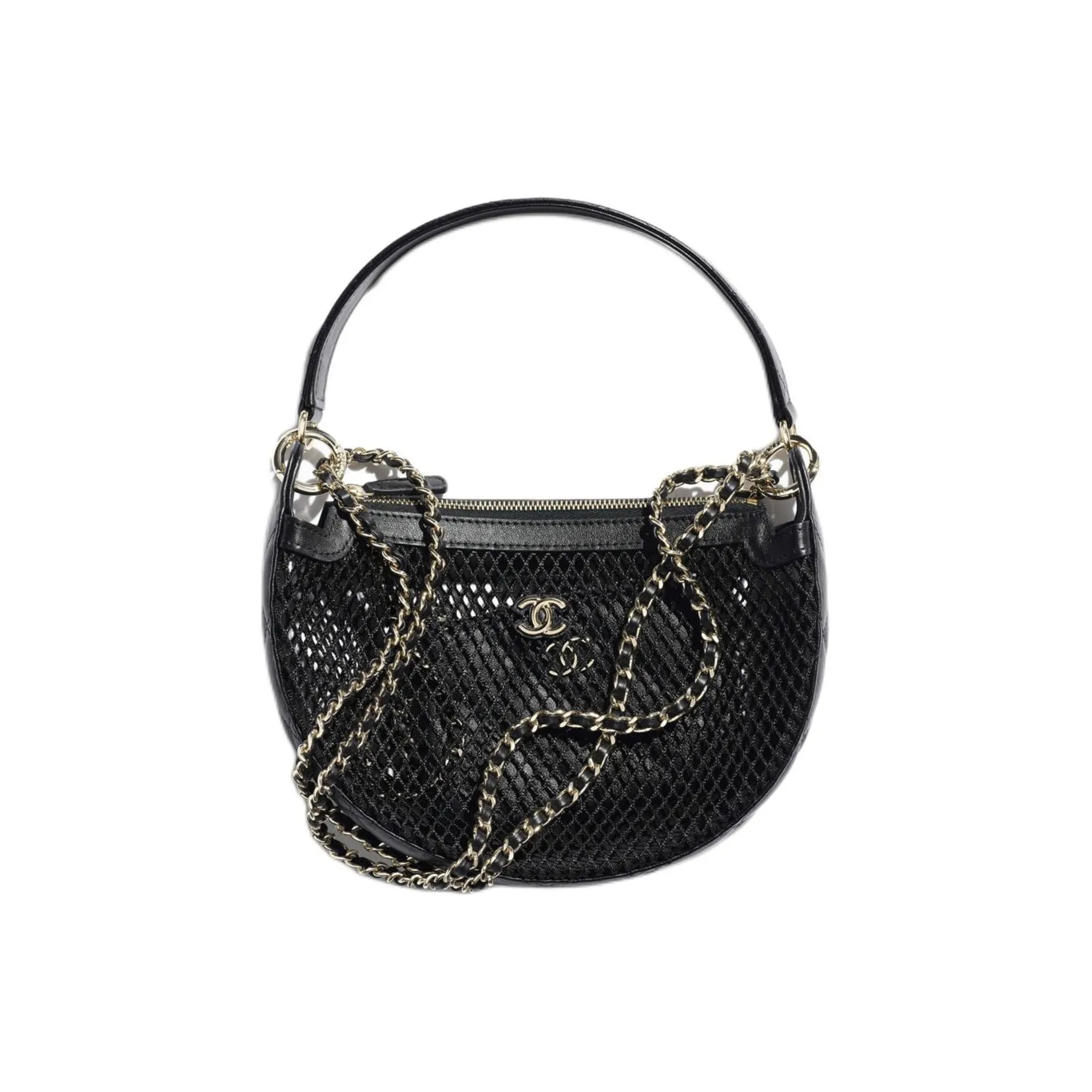 CHANEL Fishnet & Bright Lambskin & Gold Metal Handbag, Shoulder Bag, Crossbody Bag Women's