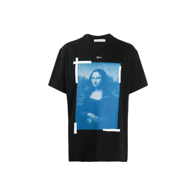 Off Белый Mona Lisa series T Рубашка Мужской Черный
