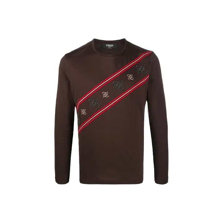 Fendi Красный Коричневый Мужская T-Рубашка