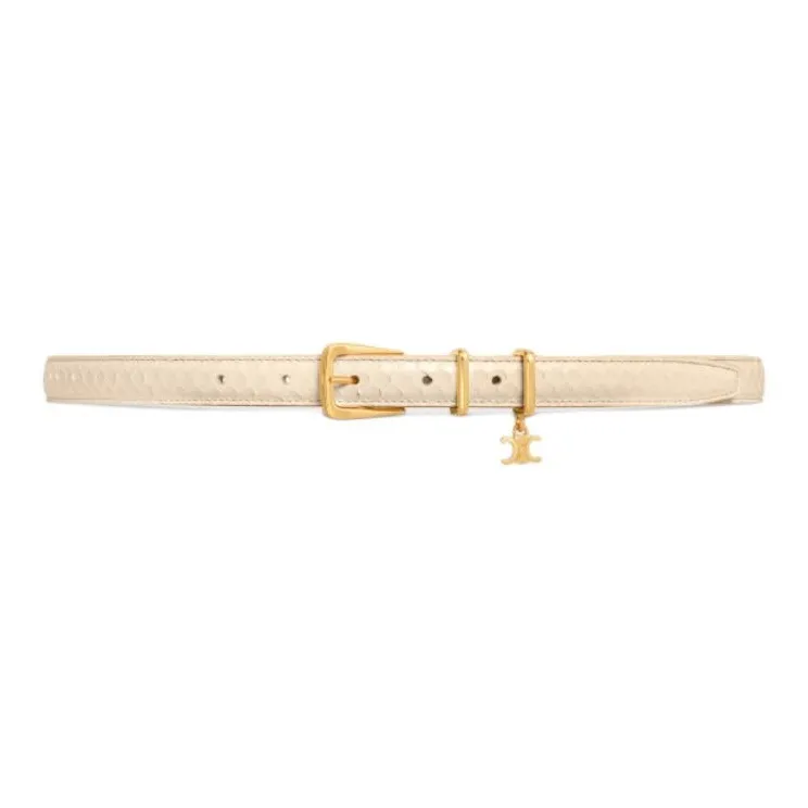 CELINE Snake Leather, Cow Leather Belts Women's White Width 1.8cm