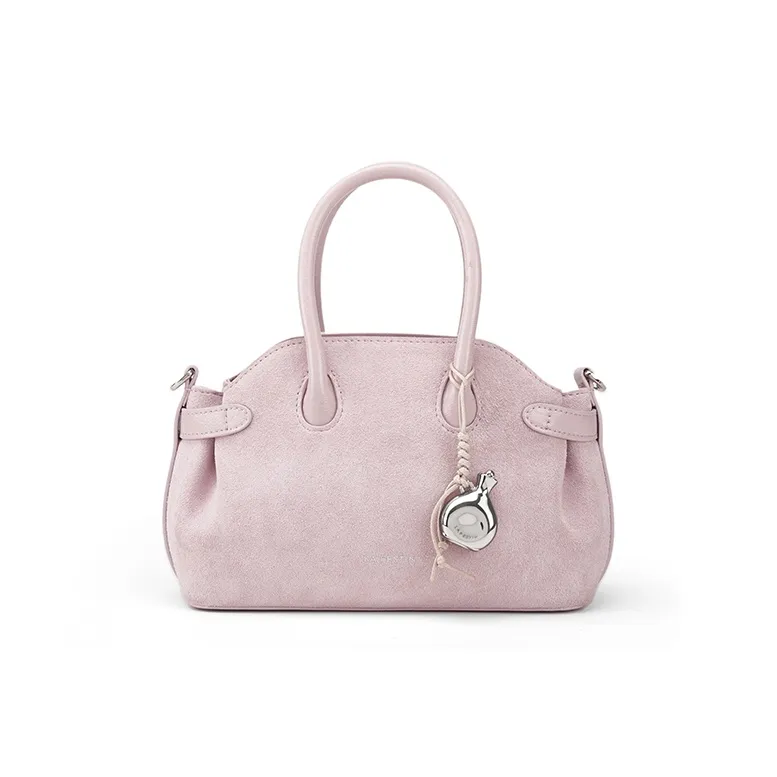 LA FESTIN Cow Leather Bowling Ball Commute Crossbody Handbag Boston Bag Small Size Women's Multicolor