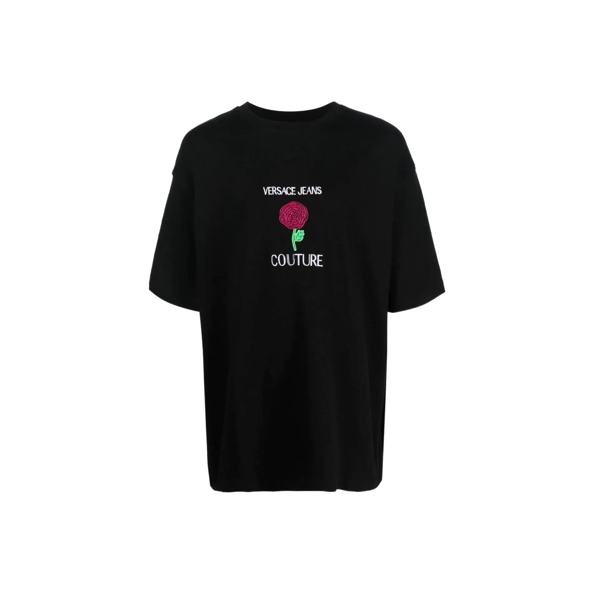 VERSACE JEANS Couture Floral embroidered Cotton T shirt