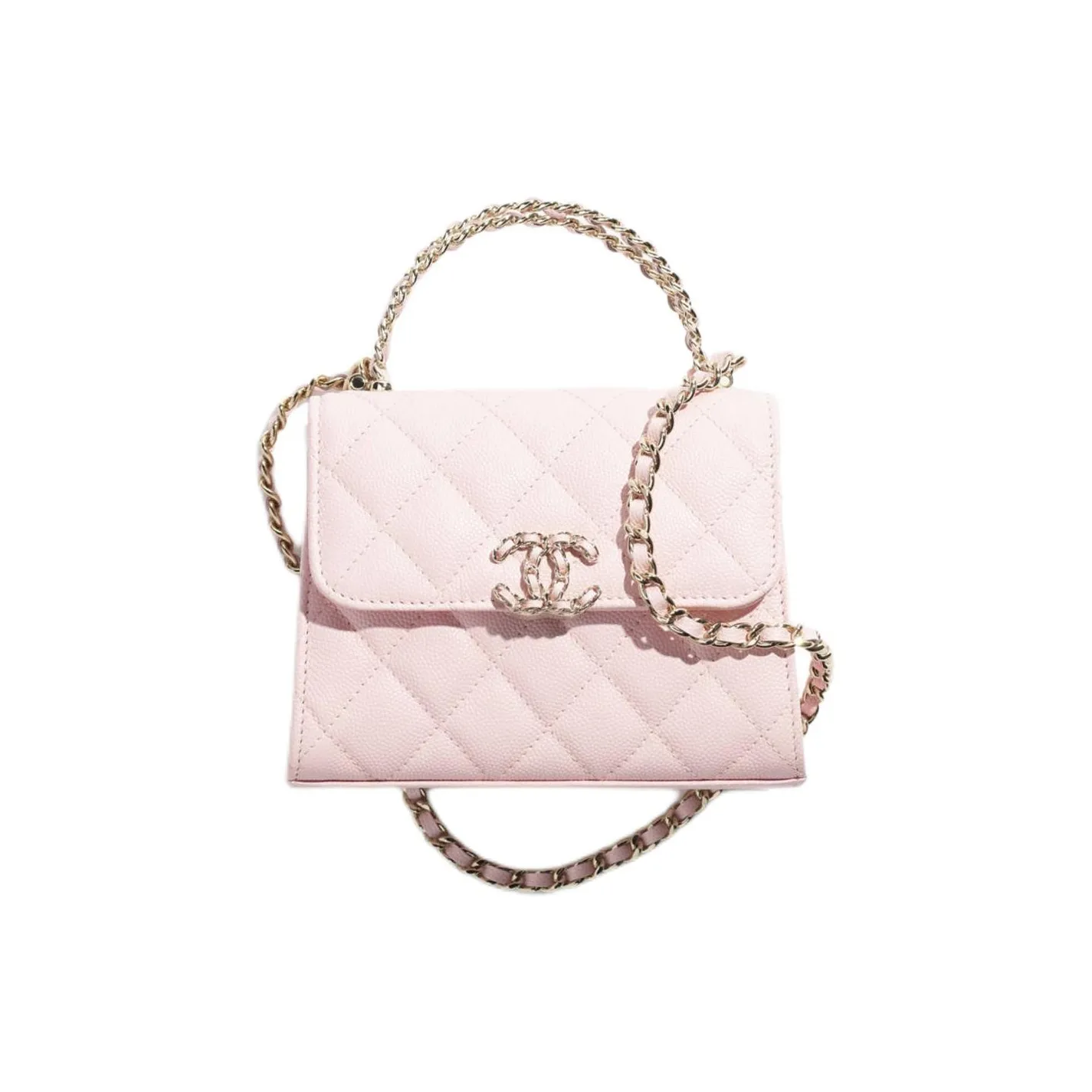 CHANEL Bright Calfskin Handbag Women's Light Pink